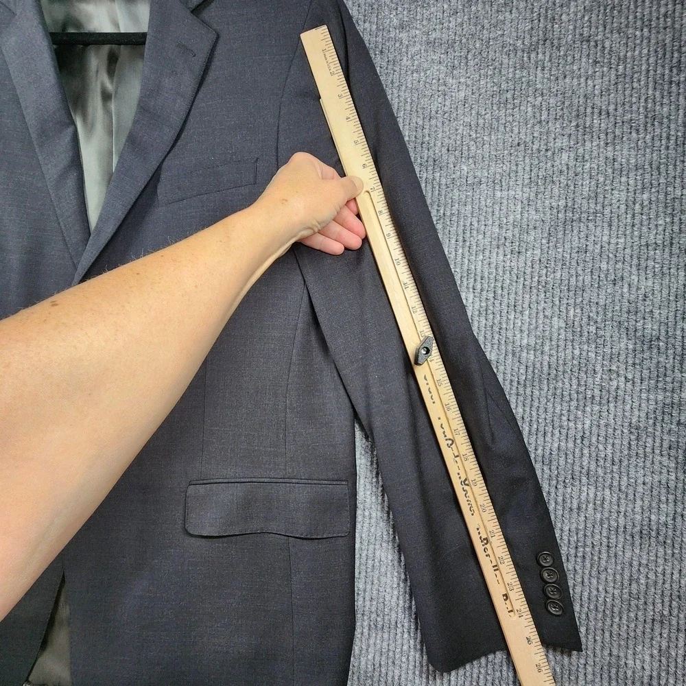 Hart Schaffner Marx Blazer Mens 46L Gray Wool Two Button USA‎ Union Made